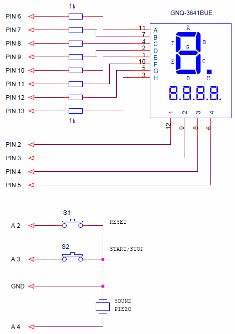 A sports stopwatch circuit based on Arduino