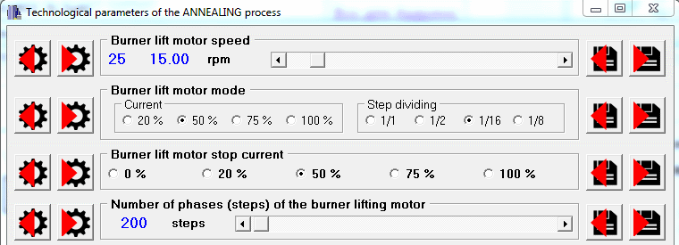 Process parameters window