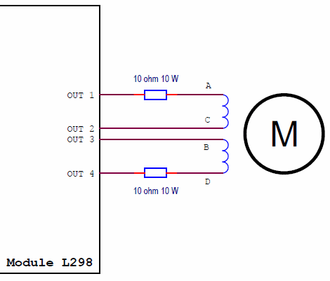 schematic diagram of a simple bipolar stepper motor driver