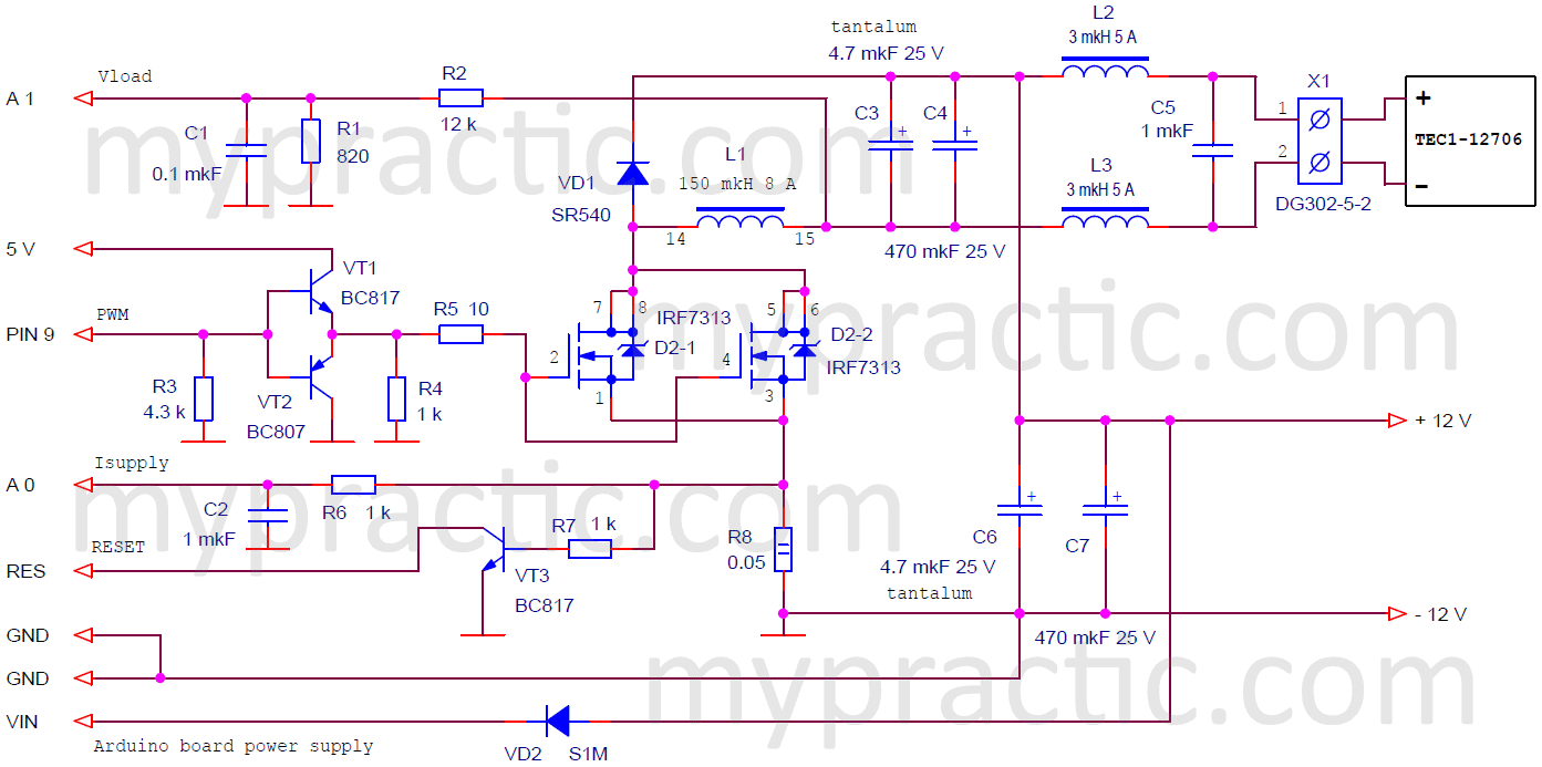 Peltier module Arduino circuit diagram